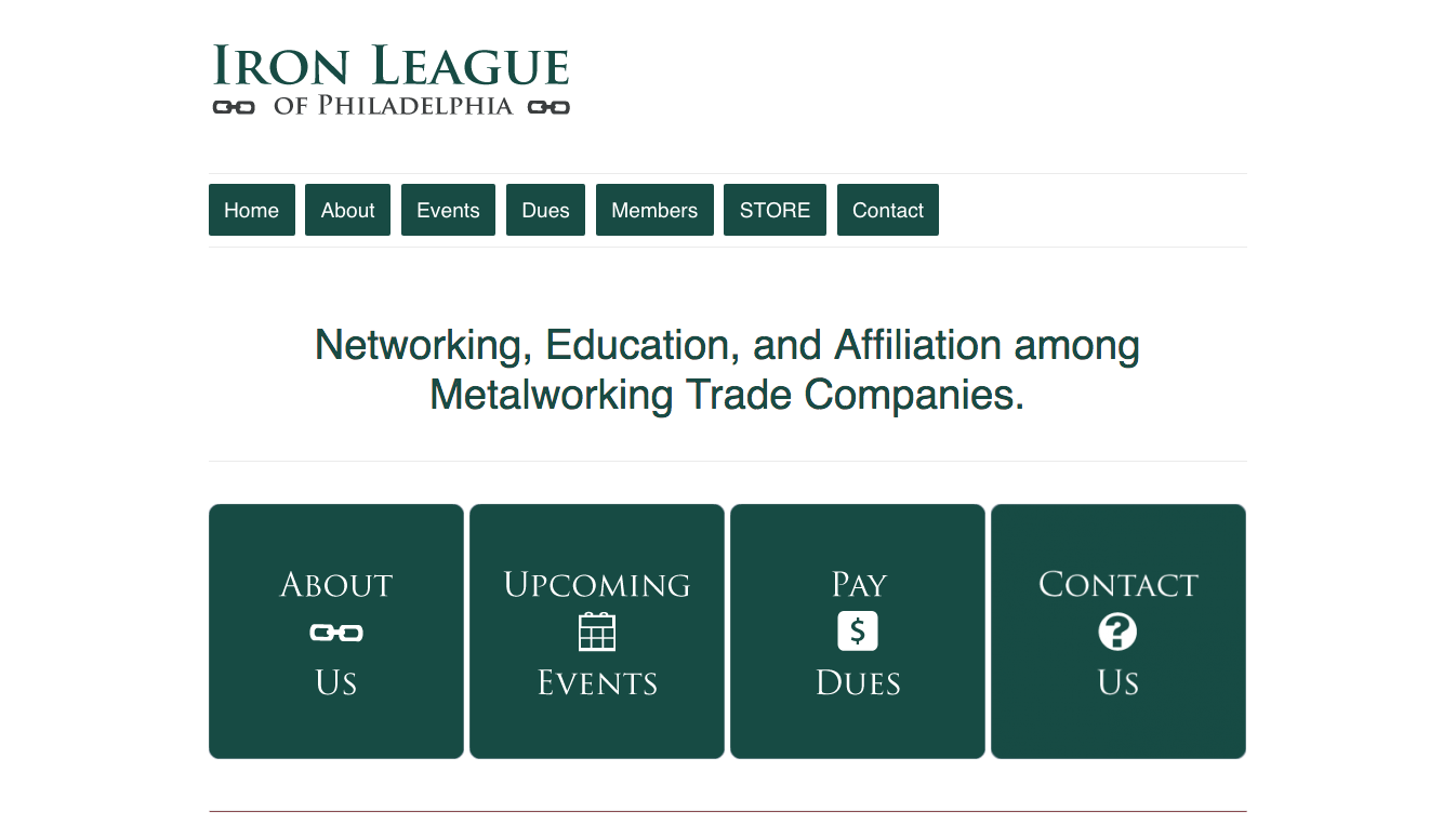 Website for the Iron League of Philadelphia, Designed by Adrian Hoppel